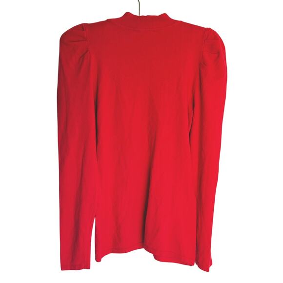 Cyrus Red Sweater Puff Sleeves Cutout Small Bold Red Retail $89 Pit to Pit 14.5" - Picture 6 of 7
